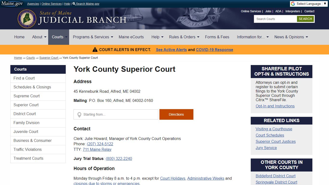 York County Superior Court: State of Maine Judicial Branch