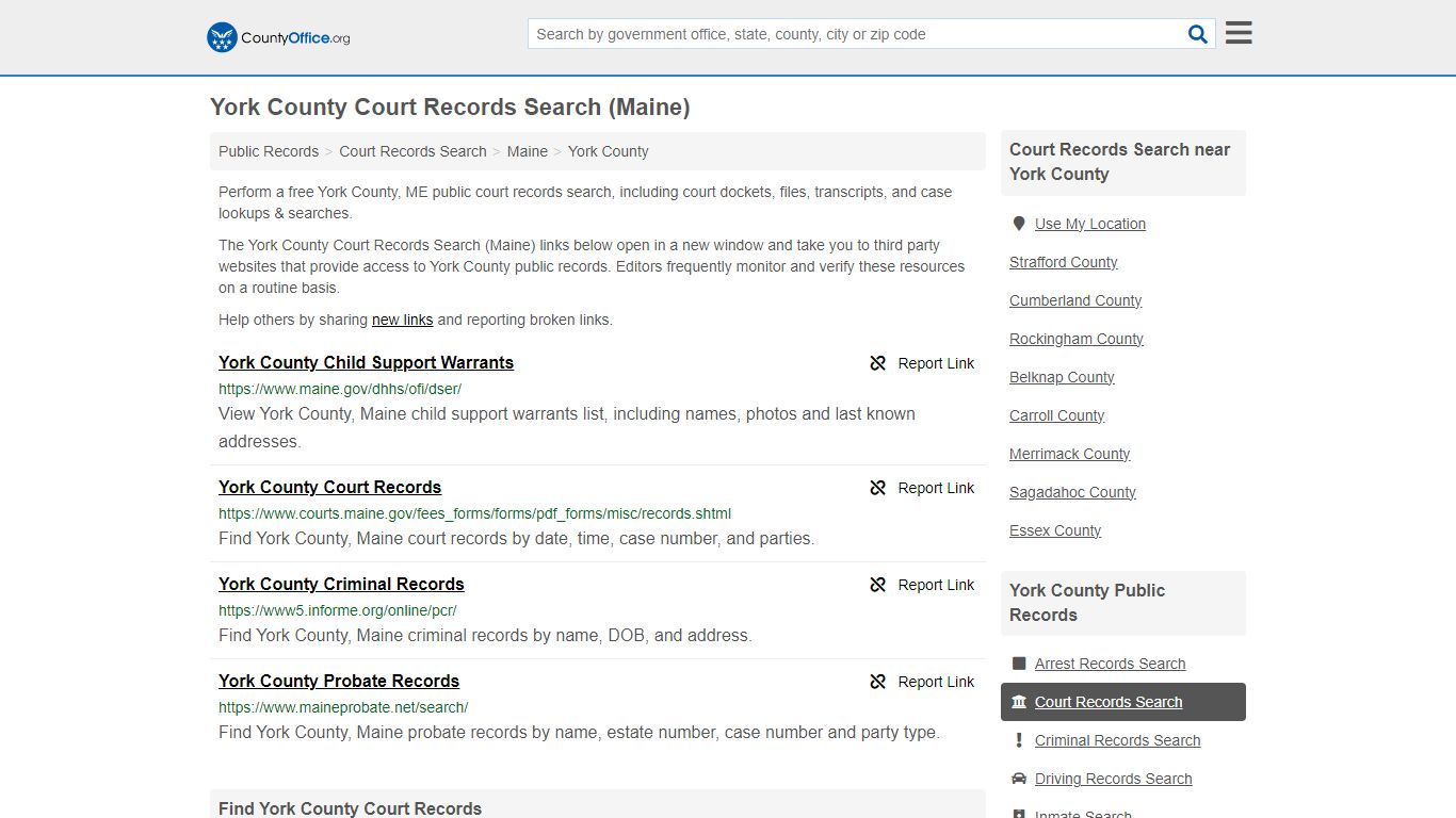 York County Court Records Search (Maine) - County Office