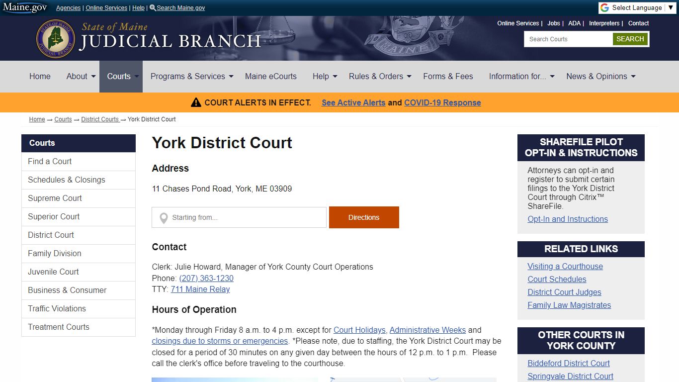 York District Court: State of Maine Judicial Branch